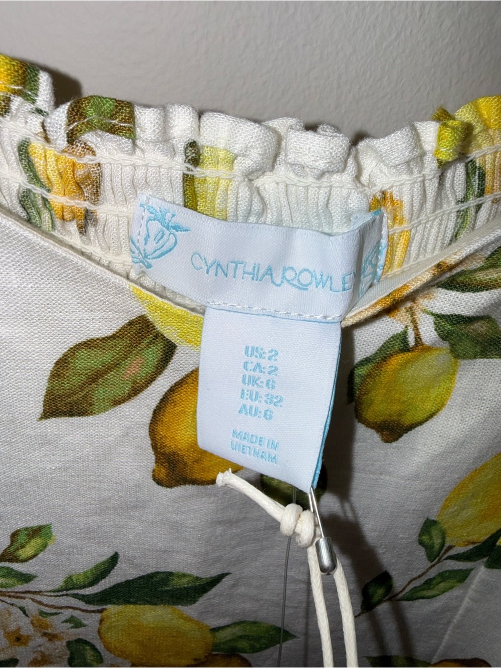 Cynthia Rowley White Midi Dress with Yellow Lemon Print - Picture 4 of 5